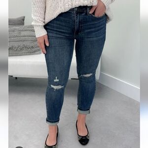 Judy Blue Dark Wash Distressed Ankle Jeans